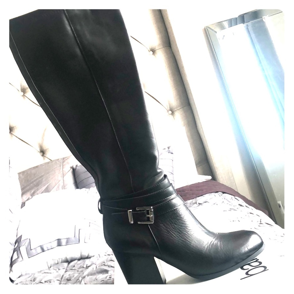 Black leather boots